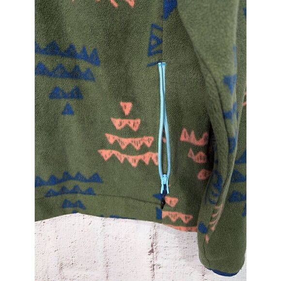 Chubbies Sweater Womens XL Green Cabin Retro Aztec Fleece 1/4 Zip Western Hiking - Picture 4 of 8